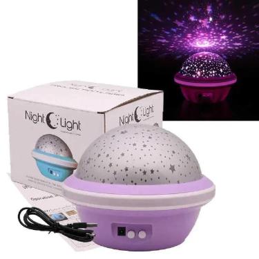 Imagem de Luminaria Projetor De Teto Efeito Estrelado Lua Para Criancas Bebes Adultos Quarto Globo Giratorio Lilas
