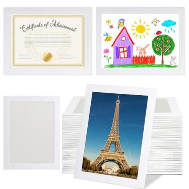 Imagem de Moldura de papel para diploma de 20 x 28 cm com janela de PVC de alta definição, suporte de documentos, porta-documentos, exibição de galeria, moldura de parede para mesa e parede (60, branco)