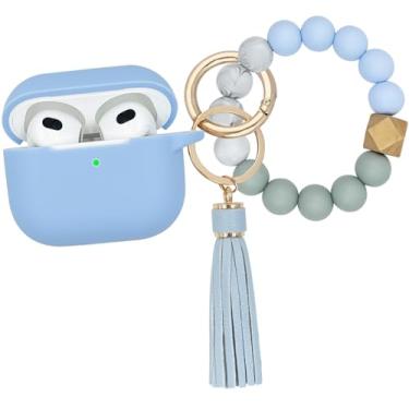 Imagem de AirPods 3 Case Cover, KOUJAON Soft Silicone Skin Case for AirPods 3rd Generation with Bracelet Keychain Cute Apple Airpod 3 Cover for Women Girls (Light Blue)