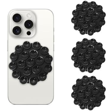 Imagem de Suporte de ventosa de silicone, suporte aderente para telefones, acessório antiderrapante, mãos livres, aderência forte para selfies e vídeos TikTok, brinquedo fidget - preto, 3 peças