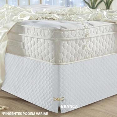 Imagem de Saia Box Casal Padrão Matelada Box Bau Com Pingente Luxo Moderno cama 