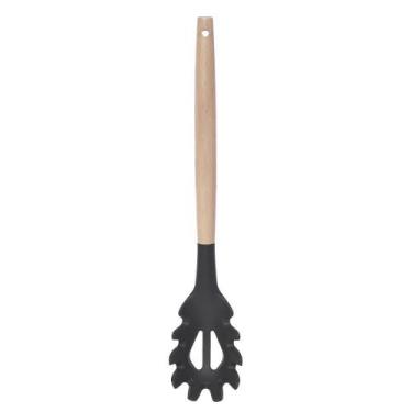 Imagem de Pegador de Massas Silicone Bambu 32cm Prático Cozinha - Univendas, Pre