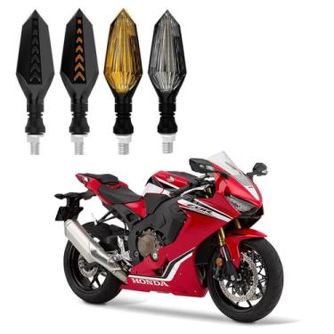 Imagem de KIT 4 Setas Sequenciais Led Universal Pisca Amarelo P43S Moto Honda CB