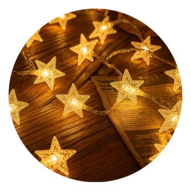 Imagem de Pisca Estrela Led 2 Metros 8 Estrelas Decoração De Natal Pilha AA (Branco Quente)