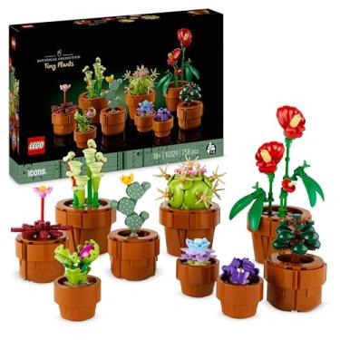 Imagem de LEGO 10329 Icons plantas minúsas, coleção botânica com 9 flores artificiais para construir em vaso de terracota, decoração de casa, para mulher, homem, esposa ou marido