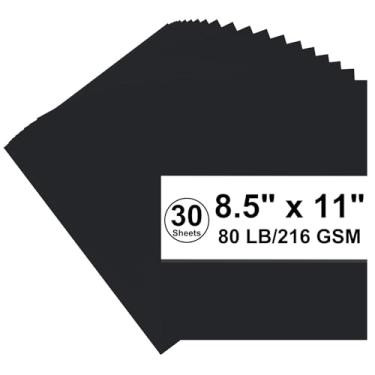 Imagem de Cartolina 8,5 x 11, 216gsm capa cartolina preta, 36 kg, cartolina pesada para impressora, álbum de recortes, Natal (cartolina preta, 30 folhas)