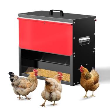 Imagem de BUYYAH Alimentador automático de frango, capacidade de 56 kg, alimentador de aves de capoeira, alimentador de frango à prova d'água sem resíduos, adequado para gansos, patos, perus, codornizes