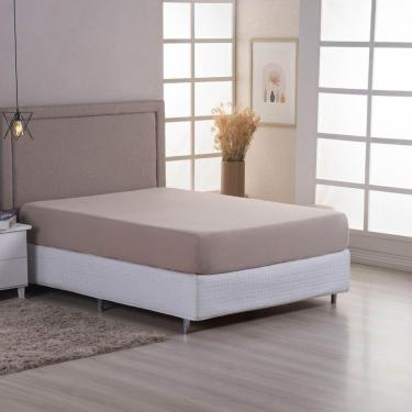 Imagem de Lençol De Baixo Minimal Queen Avulso Com Elástico 01 Peça Malha 100% Algodão - Bege