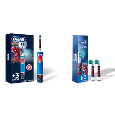 Imagem de Escova Elétrica Oral-B Spiderman 1 Unidade + Refis Para Escova Elétrica Oral-B Spiderman 2 Unidades