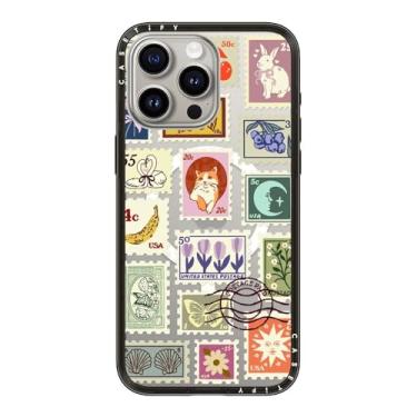 Imagem de CASETiFY Capa compacta para iPhone 15 Pro Max [fina e elegante/compatível com Magsafe/1,2 m. 2X proteção contra quedas de grau militar] - Coleção de carimbos - preto transparente