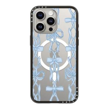 Imagem de CASETiFY Capa compacta para iPhone 15 Pro Max [fina e elegante/compatível com Magsafe/1,2 m. 2X proteção contra quedas de grau militar] - Reprodução de fita - Preto transparente