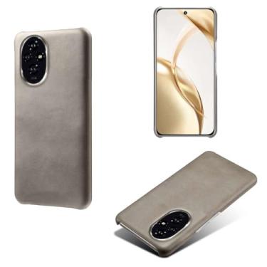 Imagem de Capa para Honor 200 PRO 5G,Proteção contra quedas,Casca de volta de cor sólida simples,Design de couro de imitação de plástico-Gray