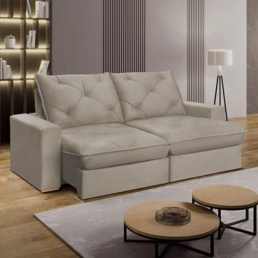 Imagem de Sofá Retrátil 280cm Pilow 25cm Mônaco Bege Claro
