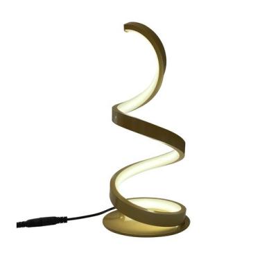 Imagem de Abajur Luminária de Mesa Espiral Dourada 10W Branco Neutro - LUXOR STO