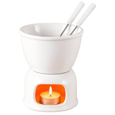 Imagem de Aparelho de Fondue de Chocolate em Porcelana 6 Peças Branco - Wolff