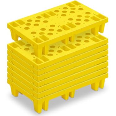 Imagem de Singhoow 8 peças de paletes de plástico à prova de umidade aninháveis 19,6 x 11,8 x 3,9 polegadas Palete de piso leve com grade respirável para supermercado, restaurante, loja, armazém, armazenamento