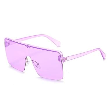 Imagem de Óculos de sol femininos com armação única, masculino, meia armação, lente degradê, retrô, óculos de dirigir, UV400, roxo transparente, 138 mm