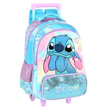 Imagem de Mochila Escolar Rodas e Costas Holográfica Luxo Lilo Stitch - Maxlog, 