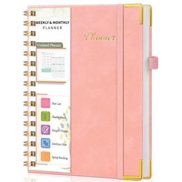 Imagem de Agenda semanal e mensal espiral sem data 2025-2026, agenda de calendário semanal simplificada, organizador diário A5 fofo, caderno de tarefas, agenda espiral com rastreador de objetivos e hábitos