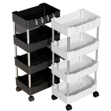 Imagem de Armário Carrinho Organizador Multiuso Com 4 Camadas Com Rodinhas Cozinha Banheiro Quarto Lavanderia(Aleatorio,M)