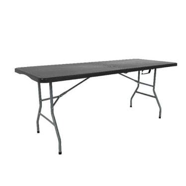 Imagem de Mesa Dobrável Portátil 1,80m que Vira Maleta | Ideal para Festas, Camping e Escritório (Preta)