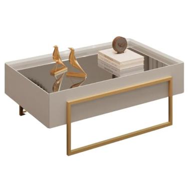 Imagem de Mesa Centro Espelhada 92 cm Pes Metal Kika Bali Dourado Dj Moveis