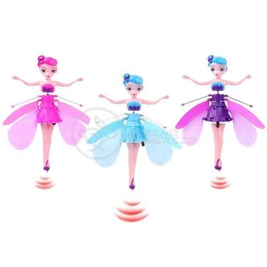 Imagem de Boneco Princesa Aerocraft Fada Voadora Roxo 19Cm C/ Luz