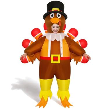 Imagem de Halloscume Fantasia inflável de Dia de Ação de Graças de peru inflável para adultos, desfile de Ação de Graças, fantasia de animal para mulheres e homens, festa cosplay