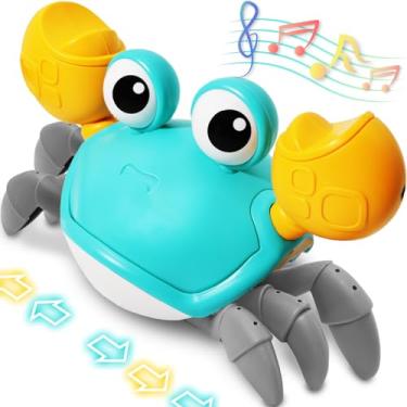 Imagem de Pbooo Brinquedo de caranguejo engatinhando, brinquedo interativo de caranguejo em movimento (detecção infravermelha) 3-6 6-12 meses, crianças aprendendo a barriga caranguejo, música infantil presentes