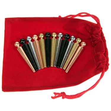 Imagem de Deluxe Games and Puzzles Metal Cribbage Pegs Extra Large Ball Top, Set of 12 pegs in 4 Colors, for Specialized Cribbage Boards, Soft Red Velveteen Storage Pouch