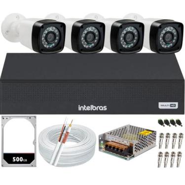 Imagem de Kit 4 Câmeras FULL HD DVR Intelbras MHDX 3104c HD 500gb