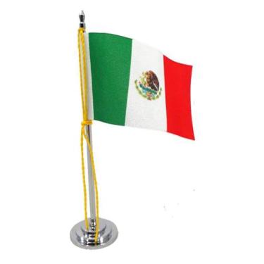 Imagem de Mini Bandeira de Mesa da México 15 cm Poliéster - SP Bandeiras 