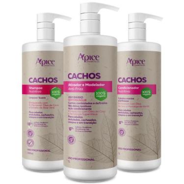 Imagem de Kit Apice Cachos Nutritivo Shampoo 1L Condicionador 1L Ativador Modela