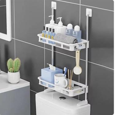 Imagem de Organizador Banheiro Cozinha Prateleira 2 Andares Plástico Rígido Rack Organizador de Banheiro (2ANDAR/un1)