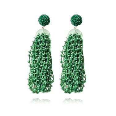 Imagem de CYV Brincos femininos retrô feitos à mão com franja longa com franjas, as picture, Acrílico, Sem pedra preciosa