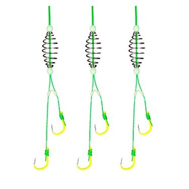 Imagem de GRFIT Ganchos de pesca 5 pares/lote ganchos de pesca de aço gancho duplo farpado com linha PE acessório de pesca de carpa, anzóis de peixe anti-enrolamento (tamanho: 11#)