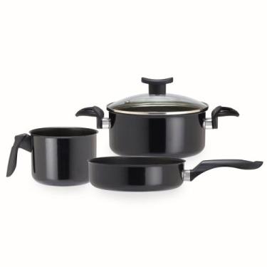 Imagem de Jogo de Panelas Cerâmica Indução e Gás Antiaderente 3 Peças Preto - Va