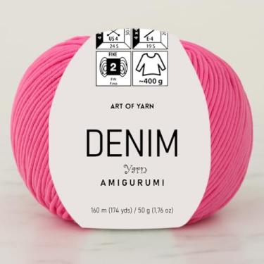 Imagem de Jeans Amigurumi Fio Arte 55% Algodão 45% Poliacrílico 50 g 174 m Macio Suave Esporte Fino (2) Cobertores de Tricô Crochê Roupas de Bebê Mais Cores (Rosa intenso/Fúcsia, Pacote 1)