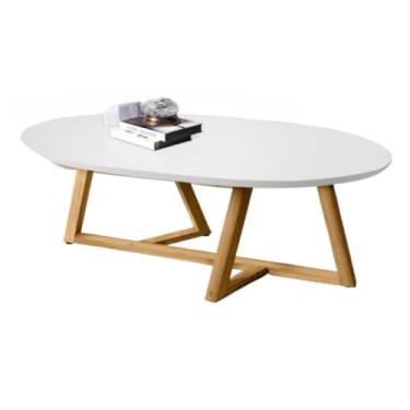 Imagem de Mesinha De Centro De Sala Classic Oval Pés De Madeira Maciça(Branca)