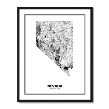 Imagem de Susie Arts Pôster de arte abstrata de mapa de rua do estado de Nevada, 28 x 35,5 cm, sem moldura, decoração de parede, escritório, escola, sds051