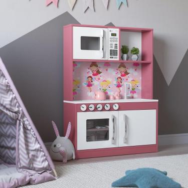 Imagem de Cozinha Infantil Diana Em Mdf Branco-rosa - Ofertamo