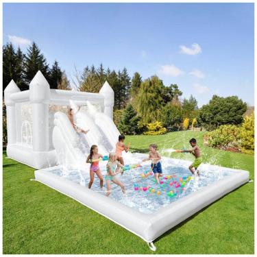 Imagem de Casa de Pulos com Tobogã Duplo e Piscina de Bolinhas - Diversão ao Ar Livre para Crianças no Verão,GZYSINFLA