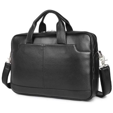 Imagem de Augus Bolsa, Pasta de Couro de Flor Integral para Laptop Preta