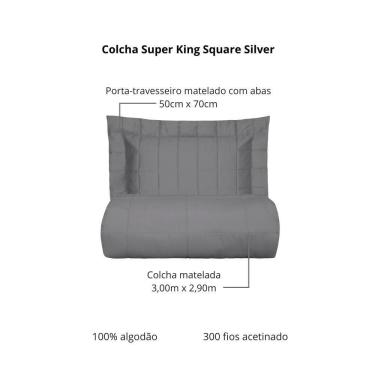 Imagem de Colcha Super King 300 Fios Kacyumara Square 03 Peças Silver