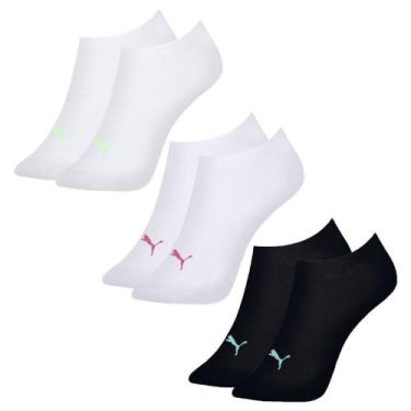 Imagem de Kit 3 Pares de Meias Puma Sapatilha Esportiva Feminina - Preto 34-39, 