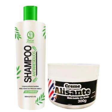 Imagem de Kit 11 Shampoo Antirresíduo 1l E 9 Creme Alisante White 300g - Juca Co