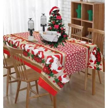 Imagem de Toalha de Mesa Natal Retangular 8 lugares 145x205cm Algodão Poliester 