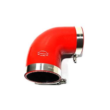 Imagem de LTI Universal 76 mm-89 mm, 4 camadas, reforçado, alto desempenho, 7,6 cm - 8,8 cm, acoplador de mangueira de silicone redutor de cotovelo de 90 graus com grampo de parafuso T T304 de aço inoxidável (7,6 cm - 8,8 cm vermelho)