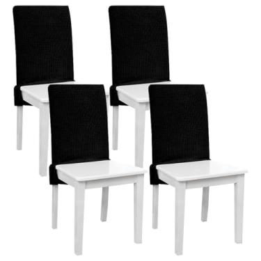 Imagem de Zuxmvot 4 capas de cadeira de jantar, capa traseira de cadeira de poliéster elástica macia e resistente ao desgaste para casa, jantar, escritório, escritório, computador (A)
