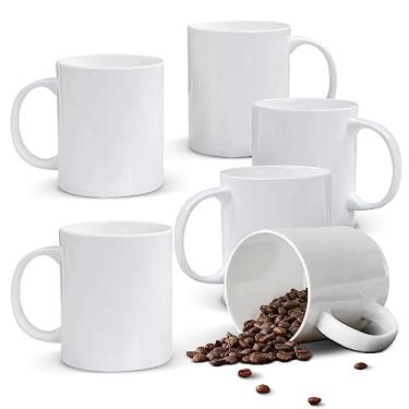 Imagem de Canecas de café, canecas de café brancas de 400 ml, copos de café expresso de cerâmica leves, caneca de porcelana de cappuccino com mais de 45% de conteúdo ósseo